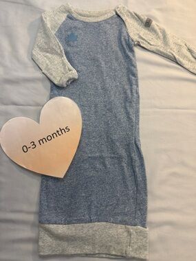 Juddlies-Blue and Gray Baby Gown. 0-3 months
